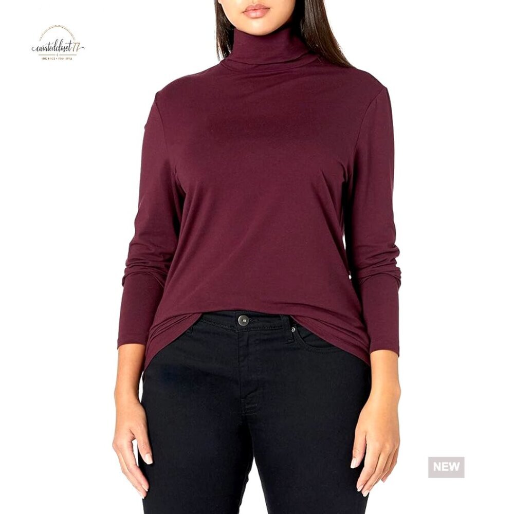Plus Size Long Sleeve Turtleneck Sweater, Soft Fleece Pullover, Classic Fit